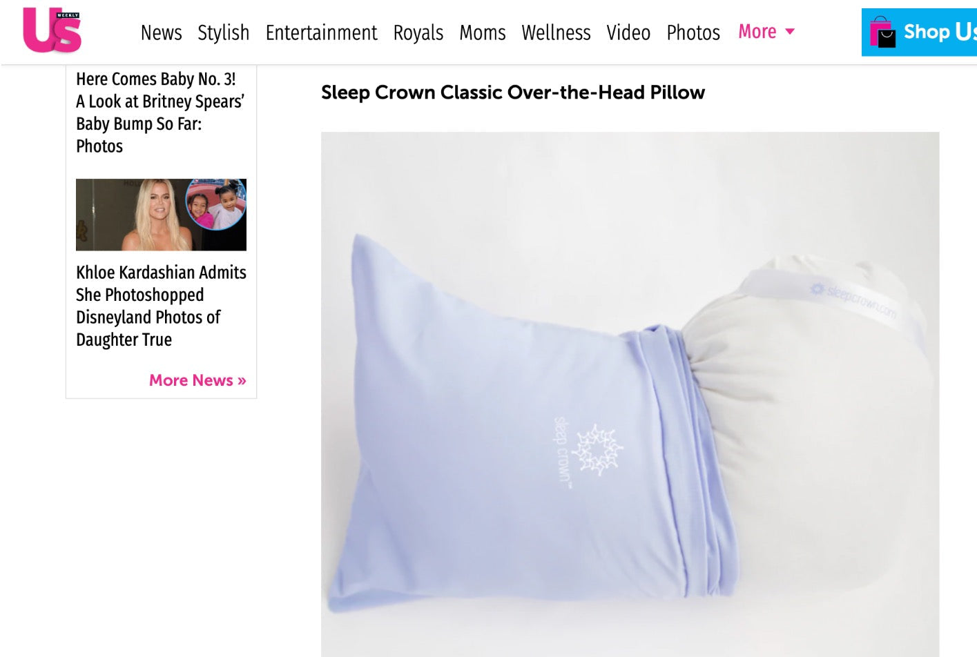 Once Again Us Weekly highlights Sleep Crown Pillows...